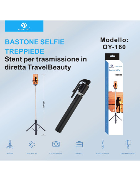 Bastone Selfie Treppiede bluetooth OY-160