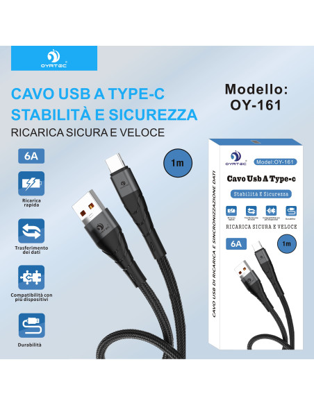 CAVO USB -TYPE C 1M 6A OY-161