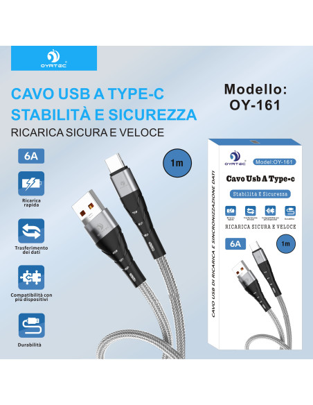 数据线 USB-TYPE C 1M 6A OY-161