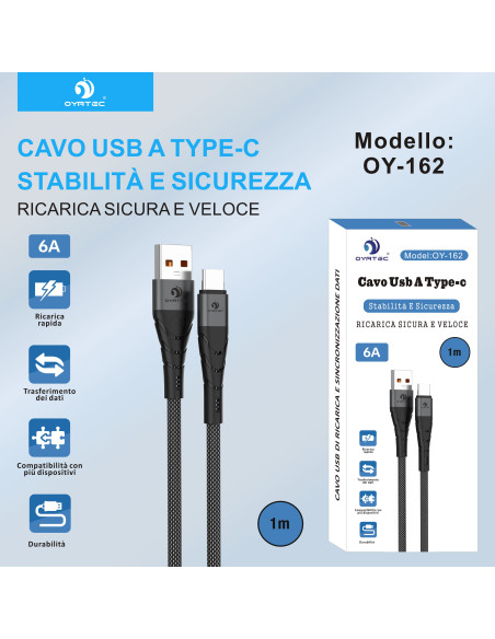 CAVO USB-TYPE C 1M 6A OY-162