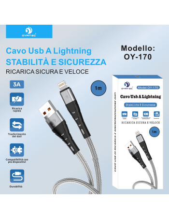 数据线USB-LIGHTNING 1M 3A OY-170