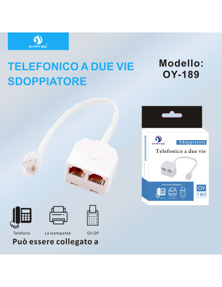 4 splitter telefonici bidirezionali da maschio a femmina OY-189