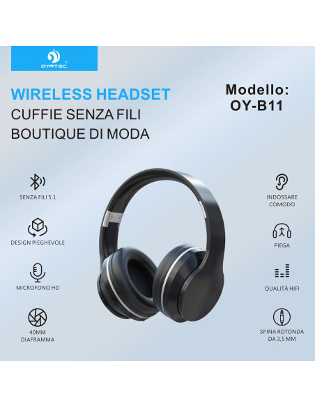 CUFFIE BLUETOOTH B-11 NERO