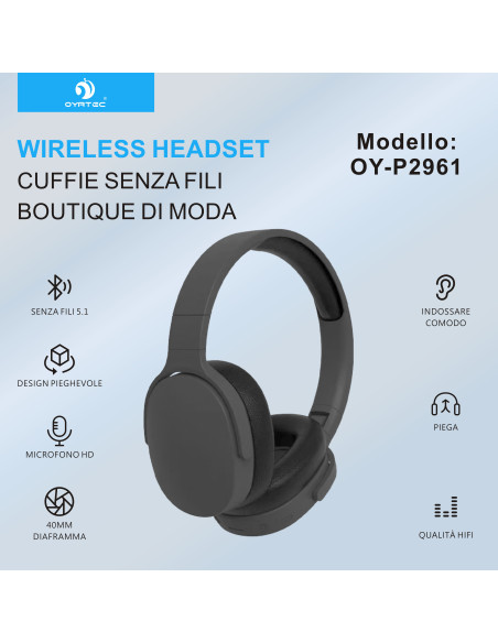 CUFFIE BLUETOOTH P2961 NERO