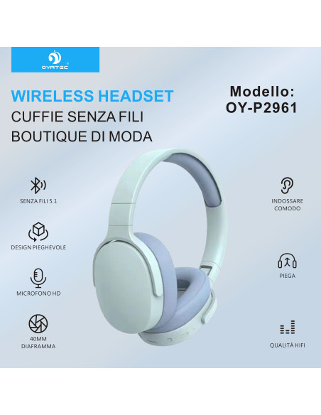 CUFFIE BLUETOOTH P2961 AZZURO