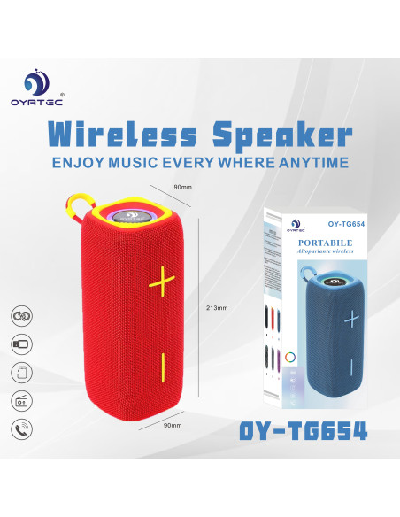 altoparlante bluetooth oy-654 rosso