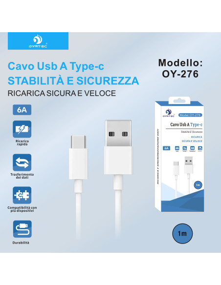 cavo usb a type -c oy-276 bianco