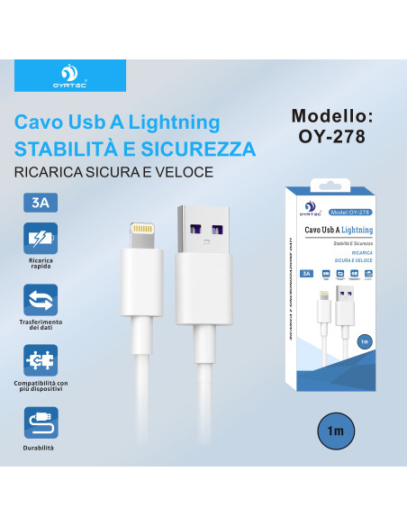 CAVO USB -LIGHTNING 1M OY-278 BIANCO
