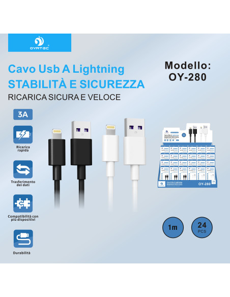 盒装数据线 usb - lightning oy-280 1米
