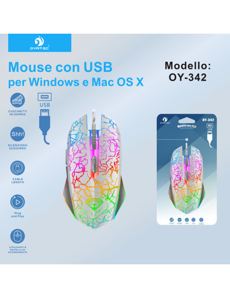 MOUSE USB CON FILO OY-342 BIANCO