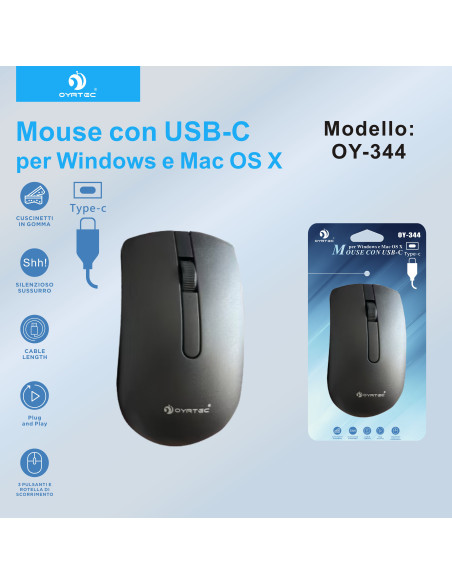 MAUSE CON FILO TYPE-C OY-344 NERO