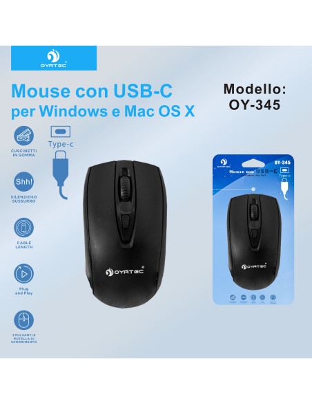 MAUSE CON FILO TYPE-C OY-345 NERO