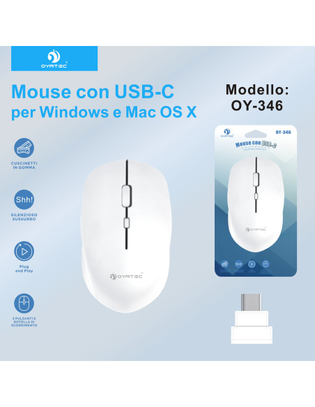 MAUSE SENZA FILO TYPE-C OY-346 BIANCO