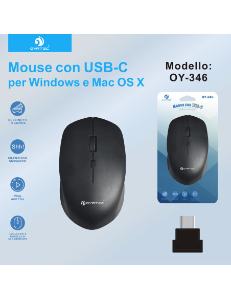 MAUSE SENZA FILO TYPE-C OY-346 NERO