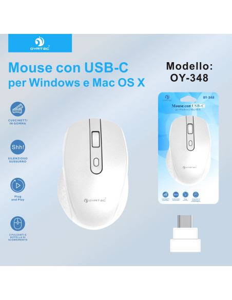 MAUSE SENZA FILO TYPE-C OY-348 BIANCO