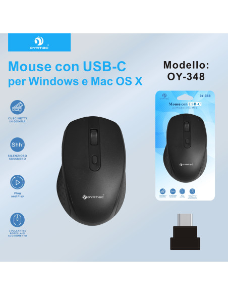 MAUSE SENZA FILO TYPE-C OY-348 NERO