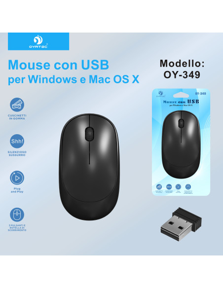 MAUSE USB SENZA FILO OY-349 NERO
