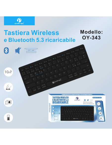 TASTIERA WIFI+BLUETHOOT OY-343 NERO