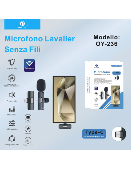 Microfono Lavalier Wireless OY-236