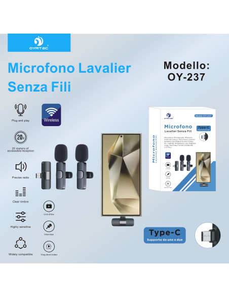 Microfono Lavalier Wireless OY-237