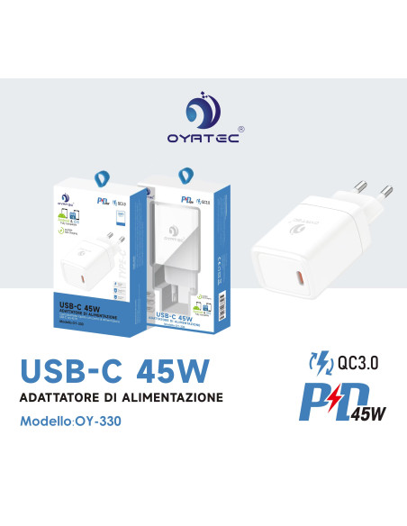 caricatore type c 45w OY-330 bianco