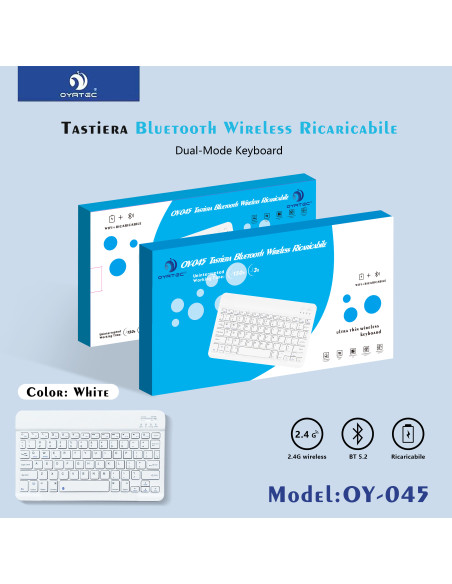 TASTIERA WIRELESS+BLUETOOTH RICARICABILE