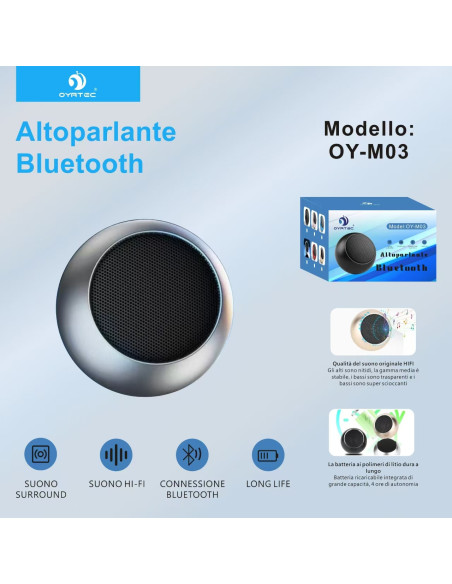 altoparlante Bluetooth OY-M03 griggio