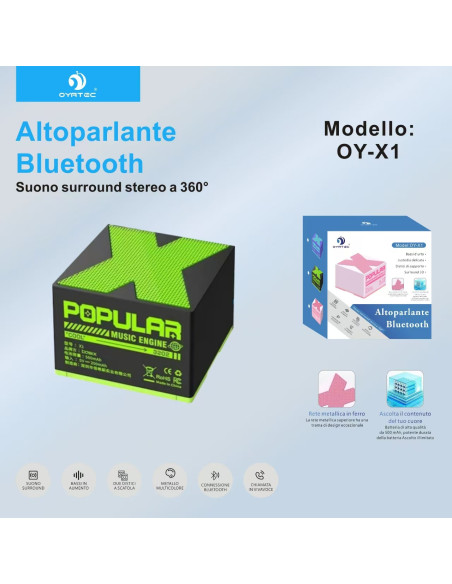 Altoparlanti Bluetooth OY-X1 nero
