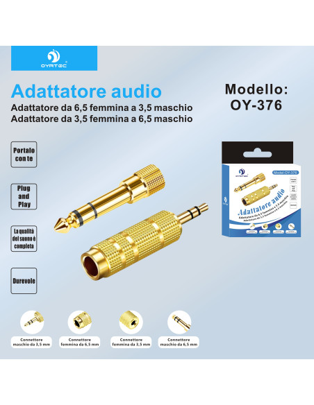 3,5mm Maschio a 6,35mm Femmina e 6,35 mm Maschio a 3,5 mm OY-376