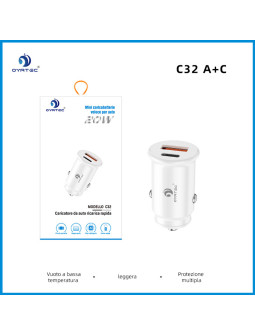 CARICATORE RAPIDA PER AUTO DOPPIA USCITA  20W C32