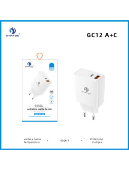 CARICATORE DA RETE RAPIDA CON DOPPIA USCITA  20W GC-12