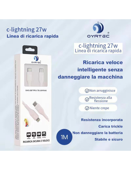 CAVO RICARICA RAPIDA TYPEC-LIGHTNING 27W 1METRO OY-88111