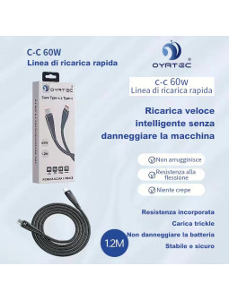 CAVO RICARICA RAPIDA TYPEC-TYPEC 60W  1.2METRI OY-068