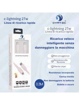 CAVO RICARICA RAPIDA TYPEC-LIGHTNING 27W 0.3METRO OY-88110