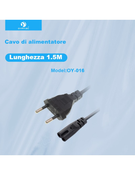Cavo Alimentazione IEC320 C7 con 2 Poli Spina Euro