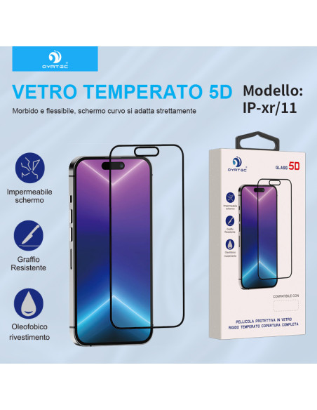 IPHONE XR/11 5D VETRO TEMPERATO CON BORDO NERO