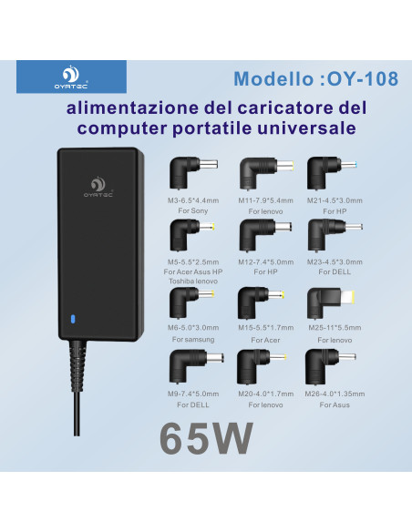 65W Universale AC Adattatore Caricatore Portatile