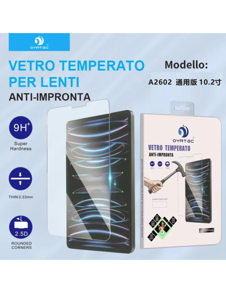 IPAD A2602 UNIVERSALE  10.2 VETRO TEMPERATO