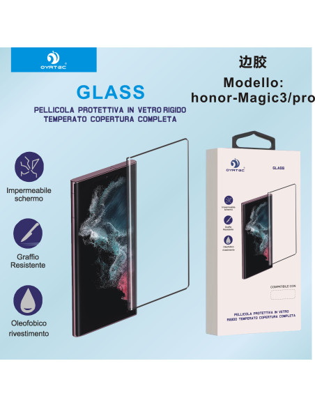 HONOR MAGIC 3 PRO VETRO TEMPERATO INCOLLA SOLO CON BORDO
